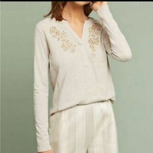 Anthropologie Akemi + Kin Gold Beaded Top Sz XS